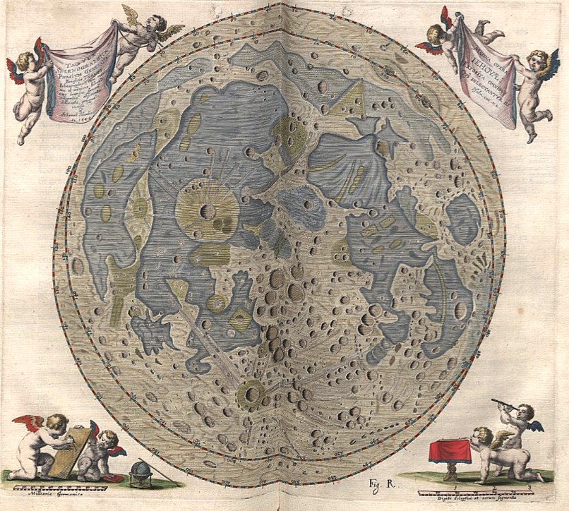 Mapa Księżyca narysowana przez Heweliusza