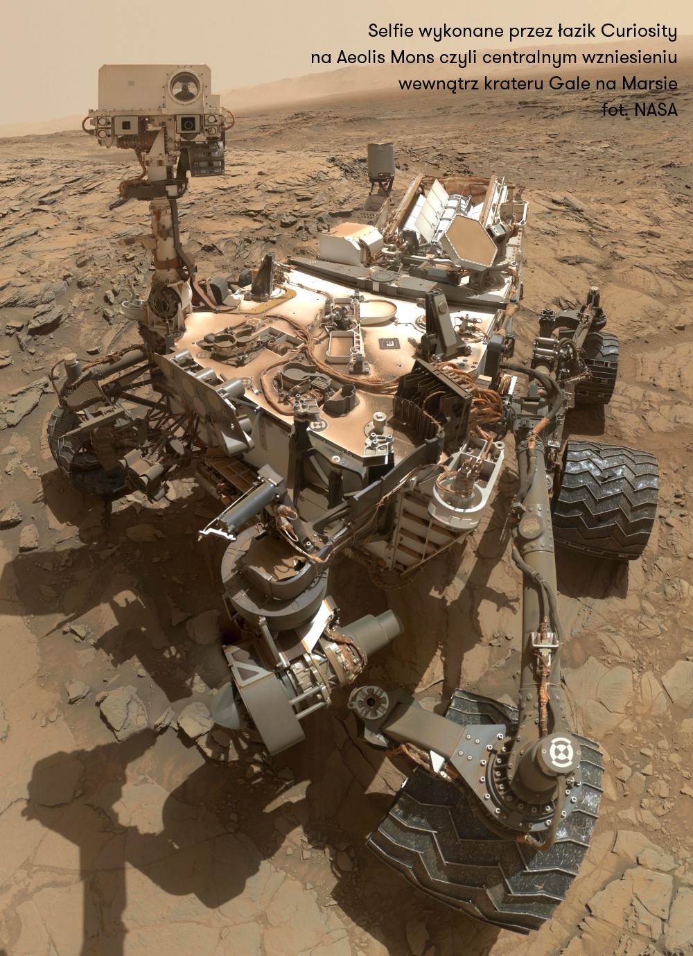 Selfie wykonane przez łazik Curiosity na Aeolis Mons 