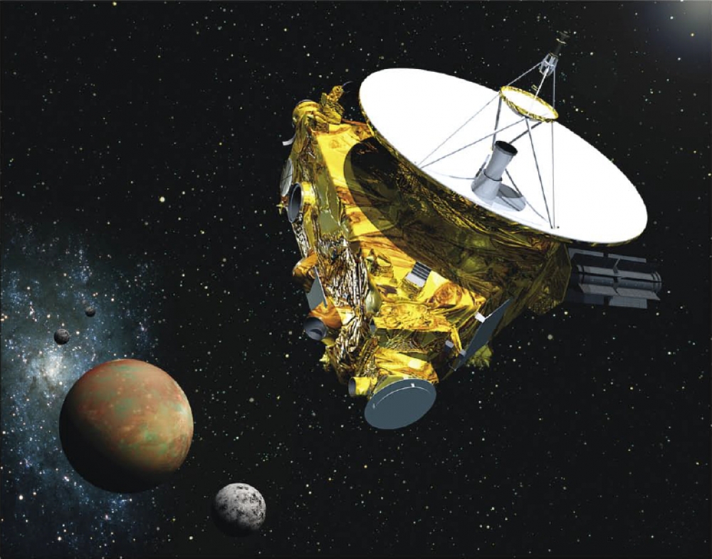 Sonda New Horizons w systemie Plutona (wizja artystyczna)